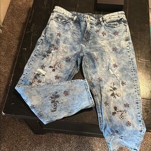 Lucky Brand Blue Boyfriend Jeans with Floral Print